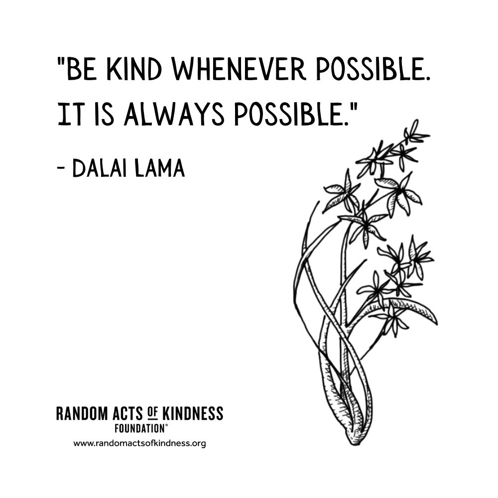Quotation: Be kind whenever possible. It is always possible Dalai Lama