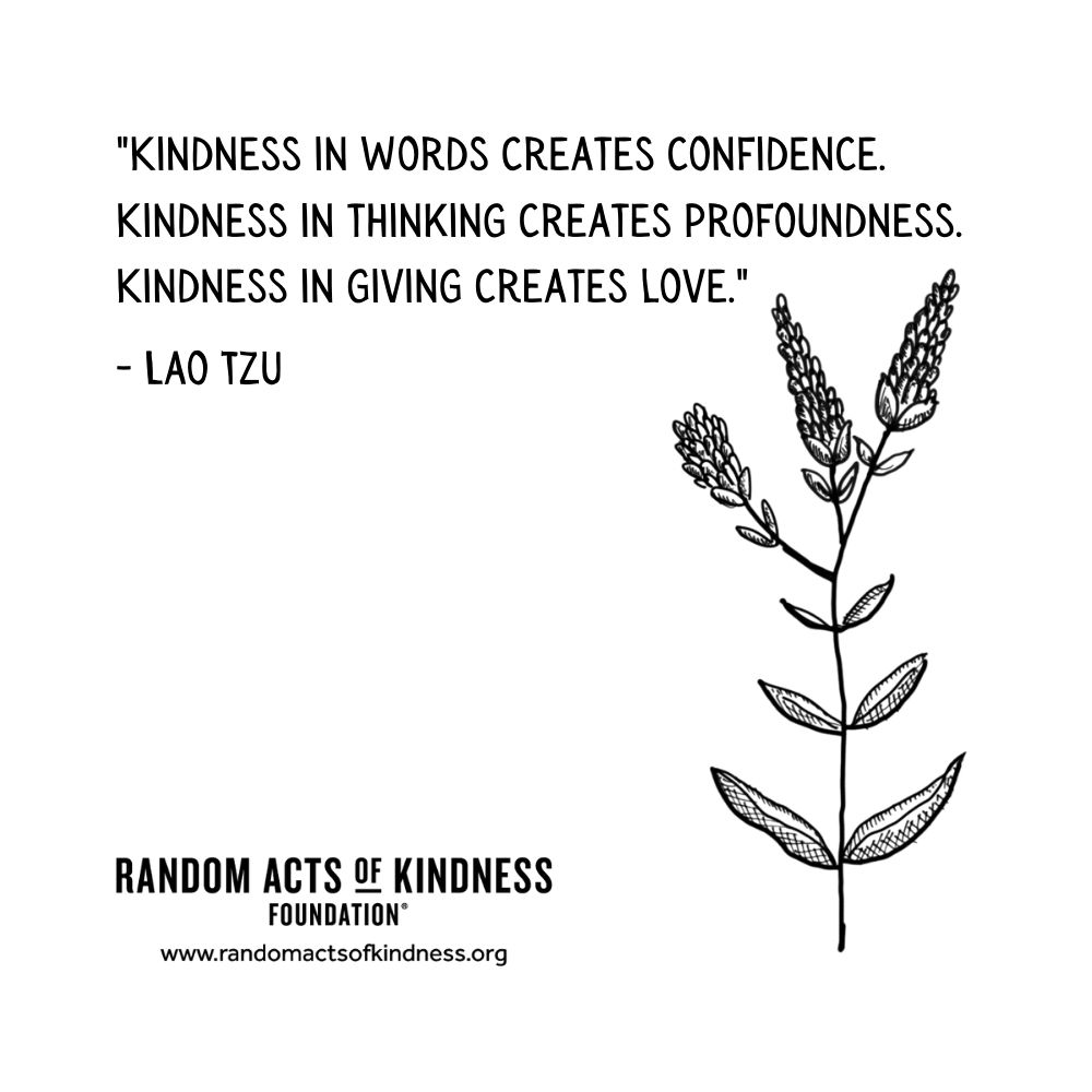 Quotation: Kindness in words creates confidence. Kindness in thinking creates profoundness. Kindness in giving creates love Lao Tzu